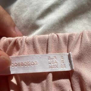 Pink Zara wide leg cropped trousers